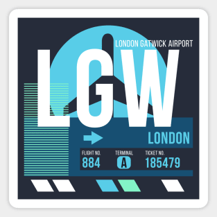 London Gatwick (LGW) Airport // Sunset Baggage Tag Magnet